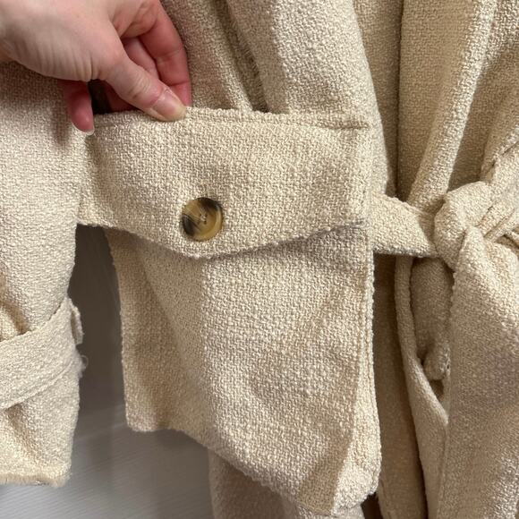 Future Collective Collab NWT Neutral Beige  Fringe Trench Coat 2x - Picture 3 of 10